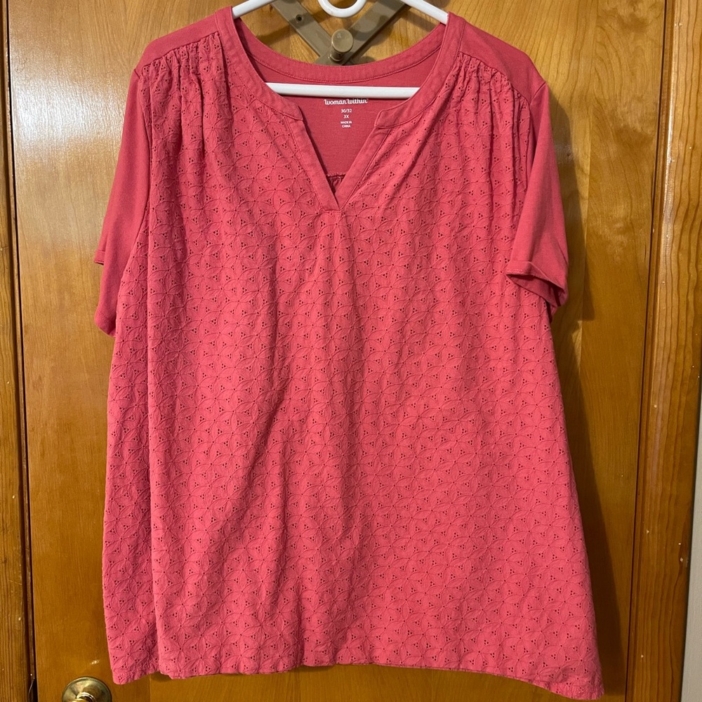Woman Within Coral Blouse